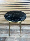 Amara Gold Side Table with Marble Top