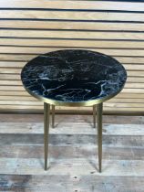 Amara Gold Side Table with Marble Top