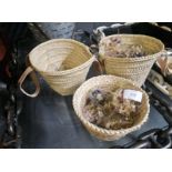 Wicker Baskets With Flower Ornaments