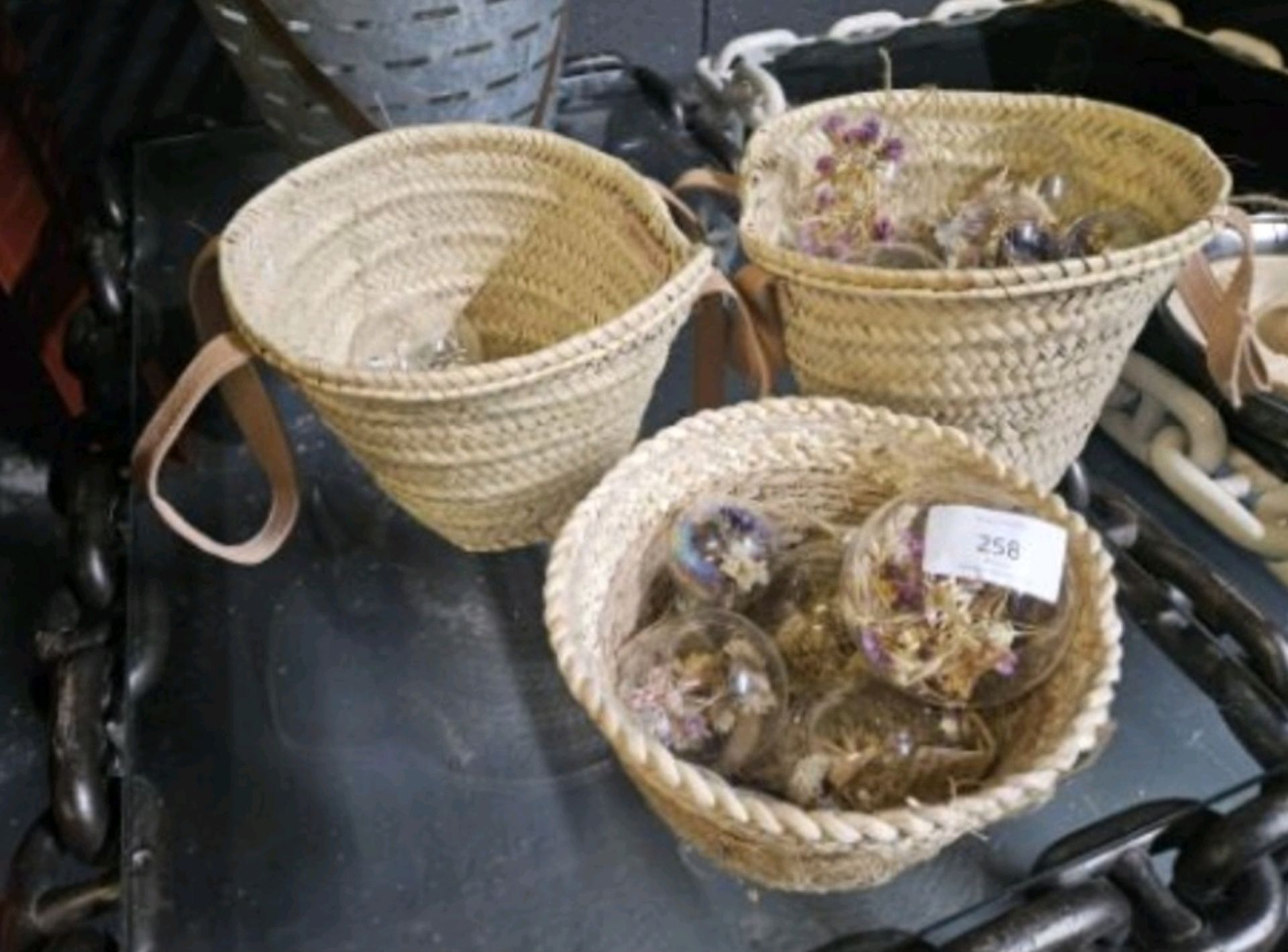 Wicker Baskets With Flower Ornaments