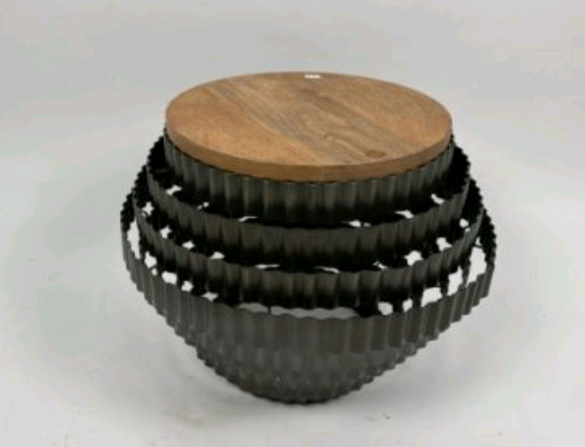 Global Explorer Wooden Top Corrugated Metal Side Table - Image 3 of 3