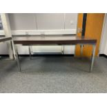 Metal Framed Wood Top Table
