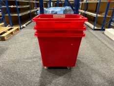 Red Plastic Mobile Tubs x3