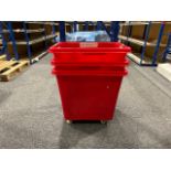 Red Plastic Mobile Tubs x3