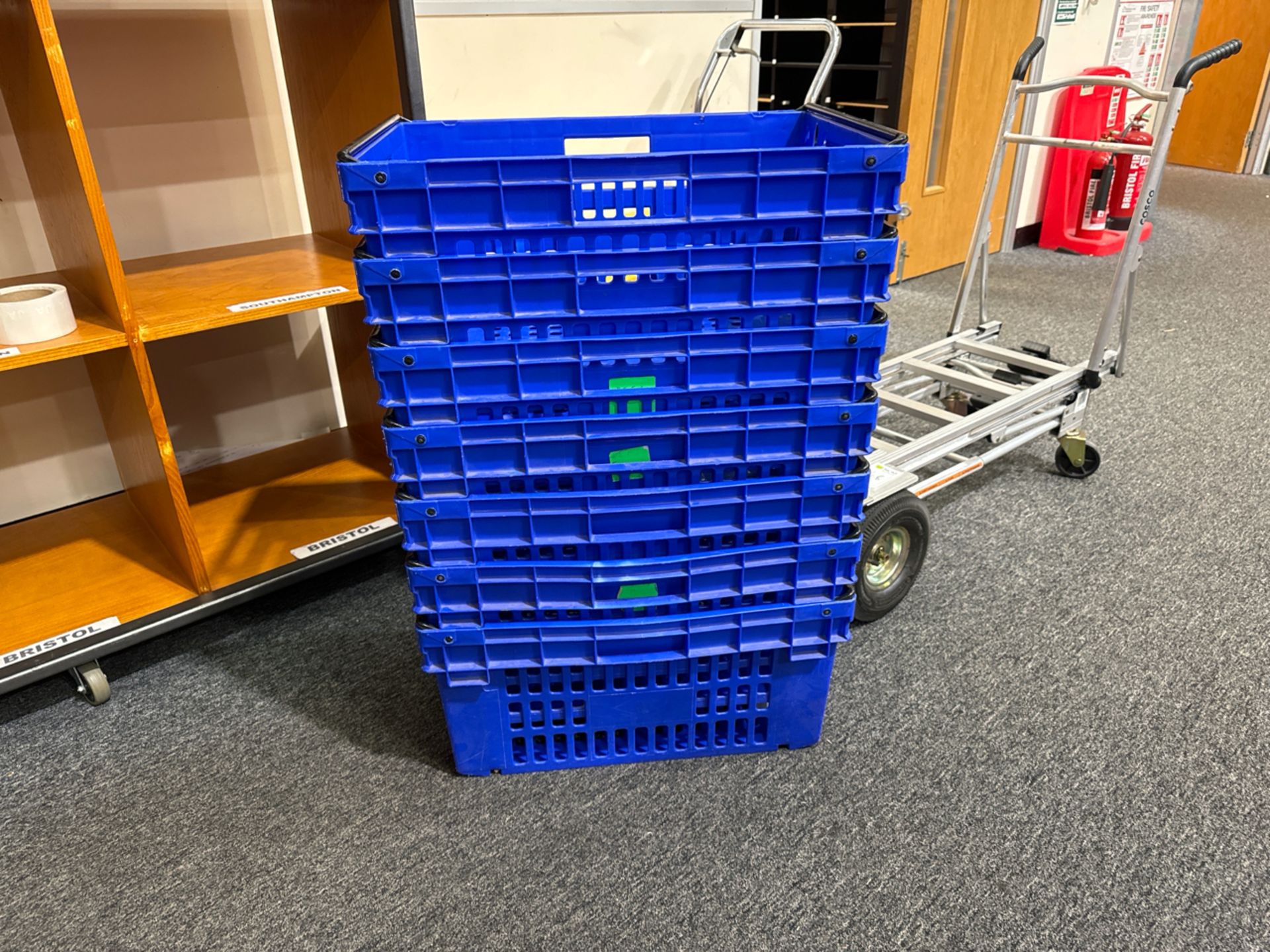 Blue Plastic Totes x7