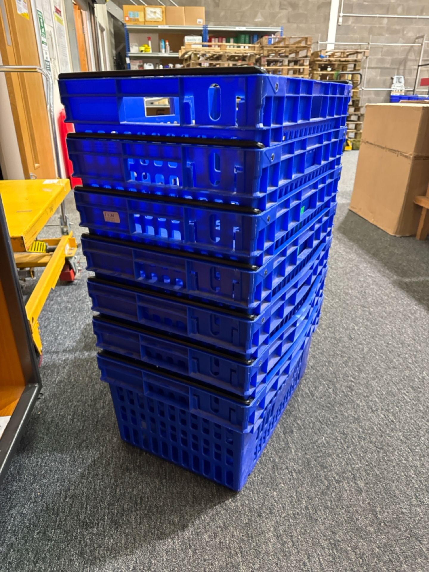 Blue Plastic Totes x7 - Image 3 of 4