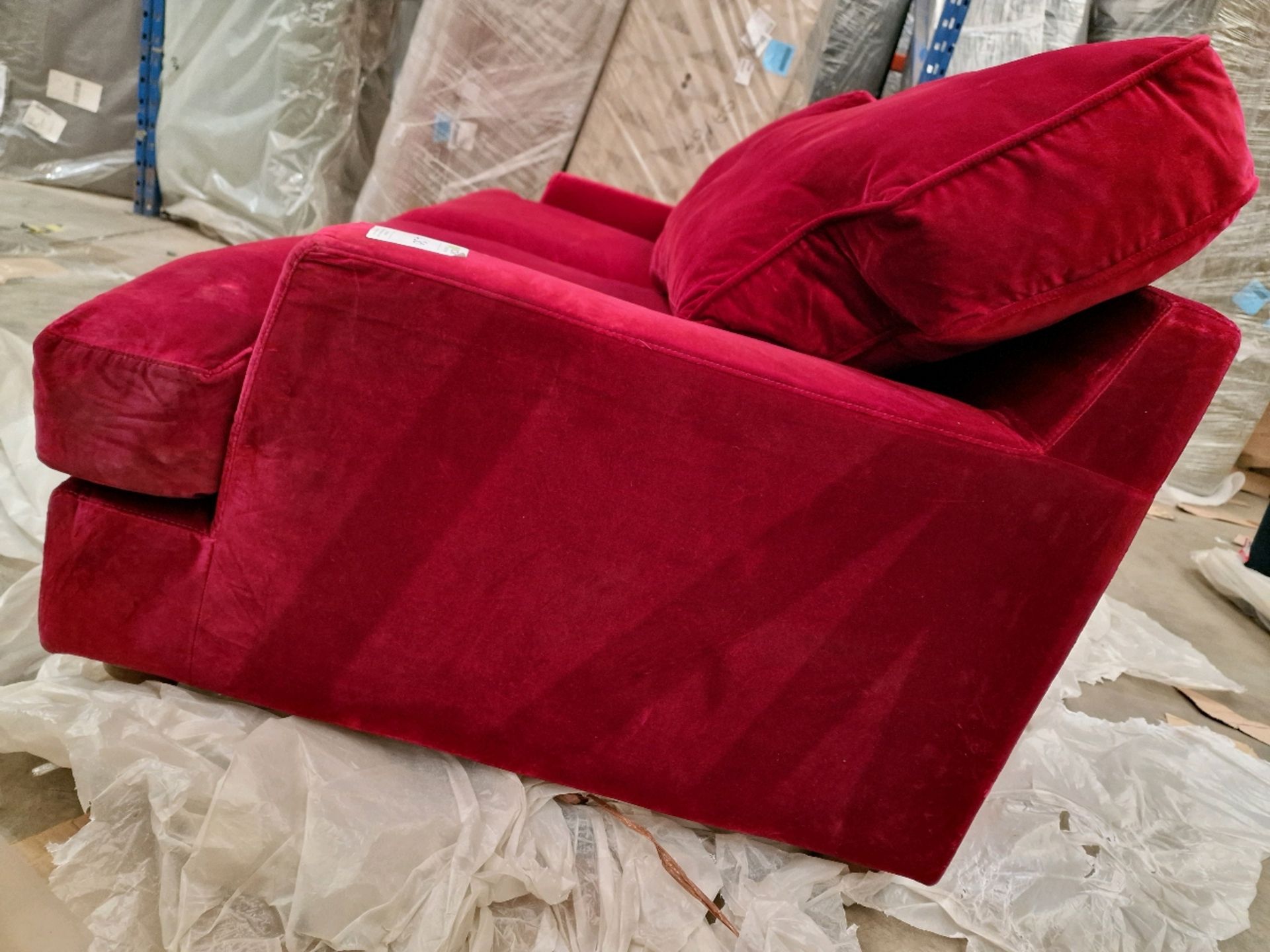 Crushed velvet red 4 seater sofa bed - Image 3 of 10