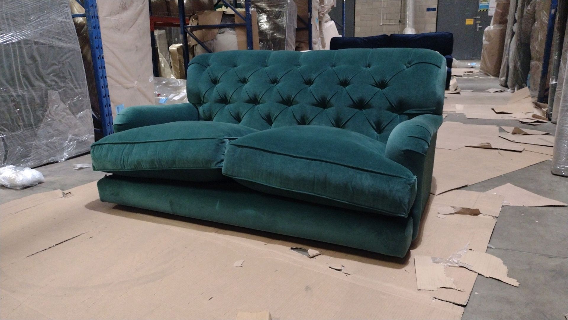 Snowdrop Button Back 2 Seat Sofa In Jade Smart Velvet RRP - £1890 - Image 3 of 9