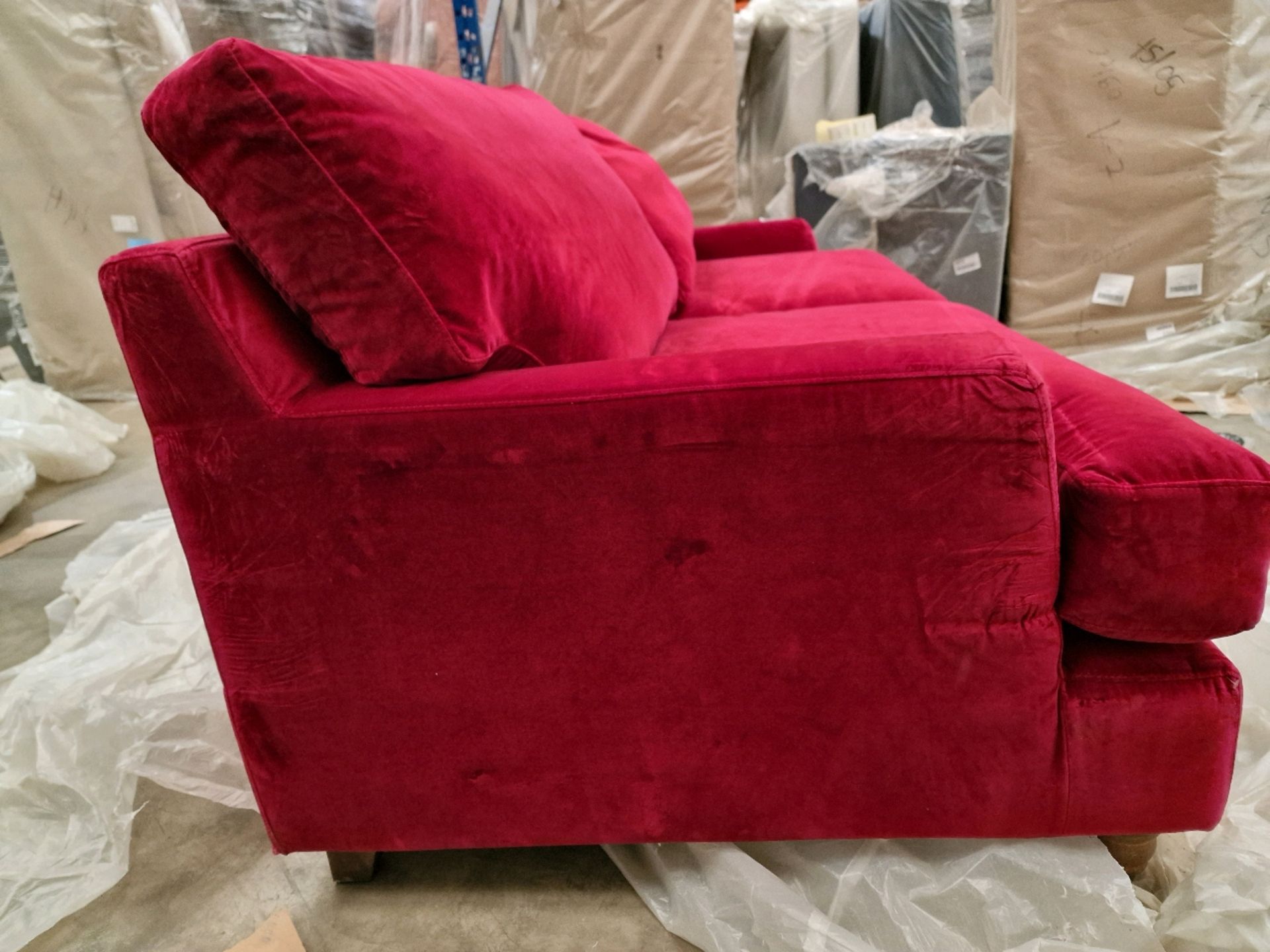 Crushed velvet red 4 seater sofa bed - Image 4 of 5