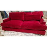 Crushed velvet red 4 seater sofa bed