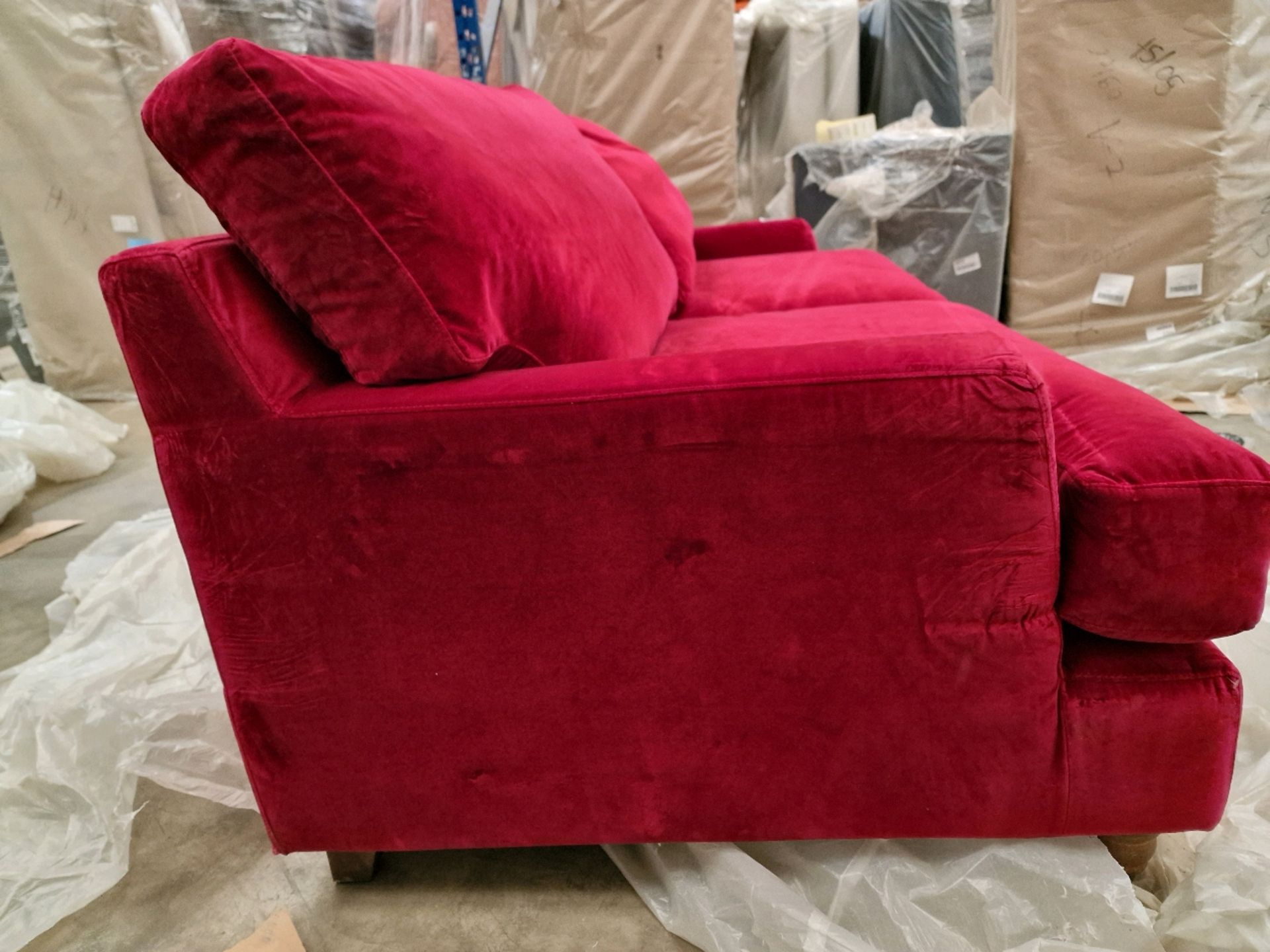 Crushed velvet red 4 seater sofa bed - Image 7 of 10