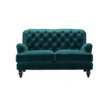 Snowdrop Button Back 2 Seat Sofa In Jade Smart Velvet RRP - £1890