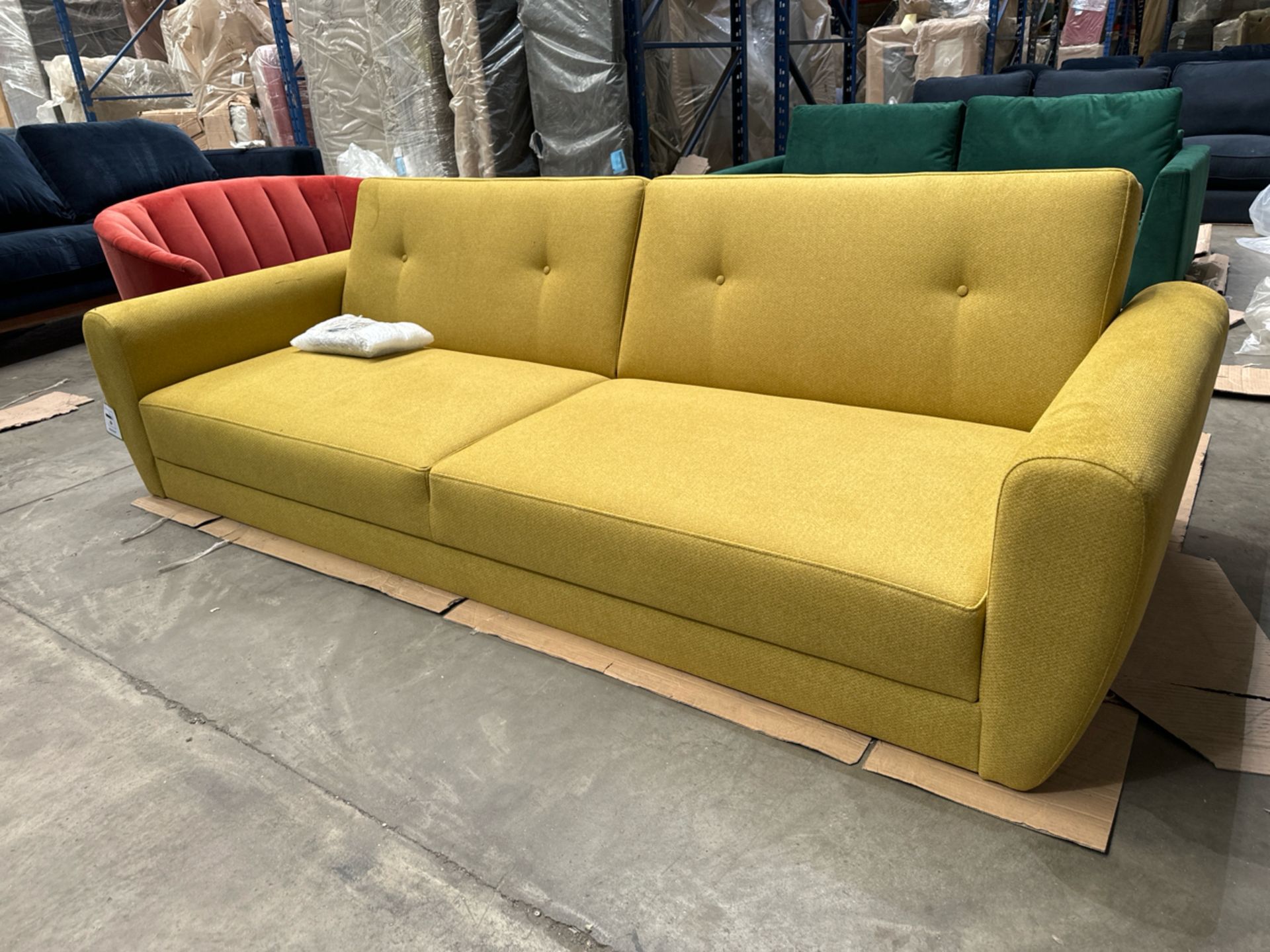 Jack 3 Seat Sofa In Soft Textured Yellow RRP - £1199 - Image 2 of 7