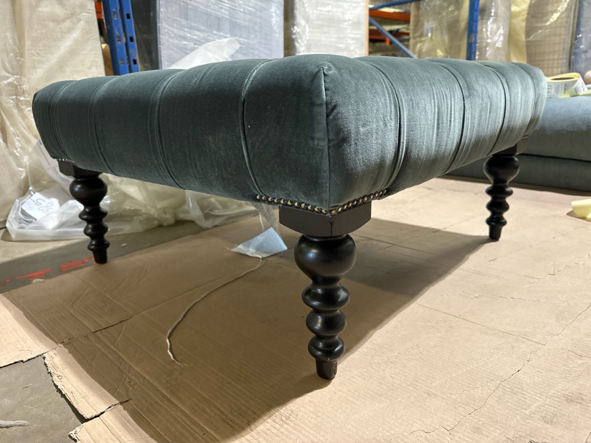 Valentin Medium Rectangle Footstool In Smokey Green Cashmere Velvet RRP - £840 - Image 4 of 5