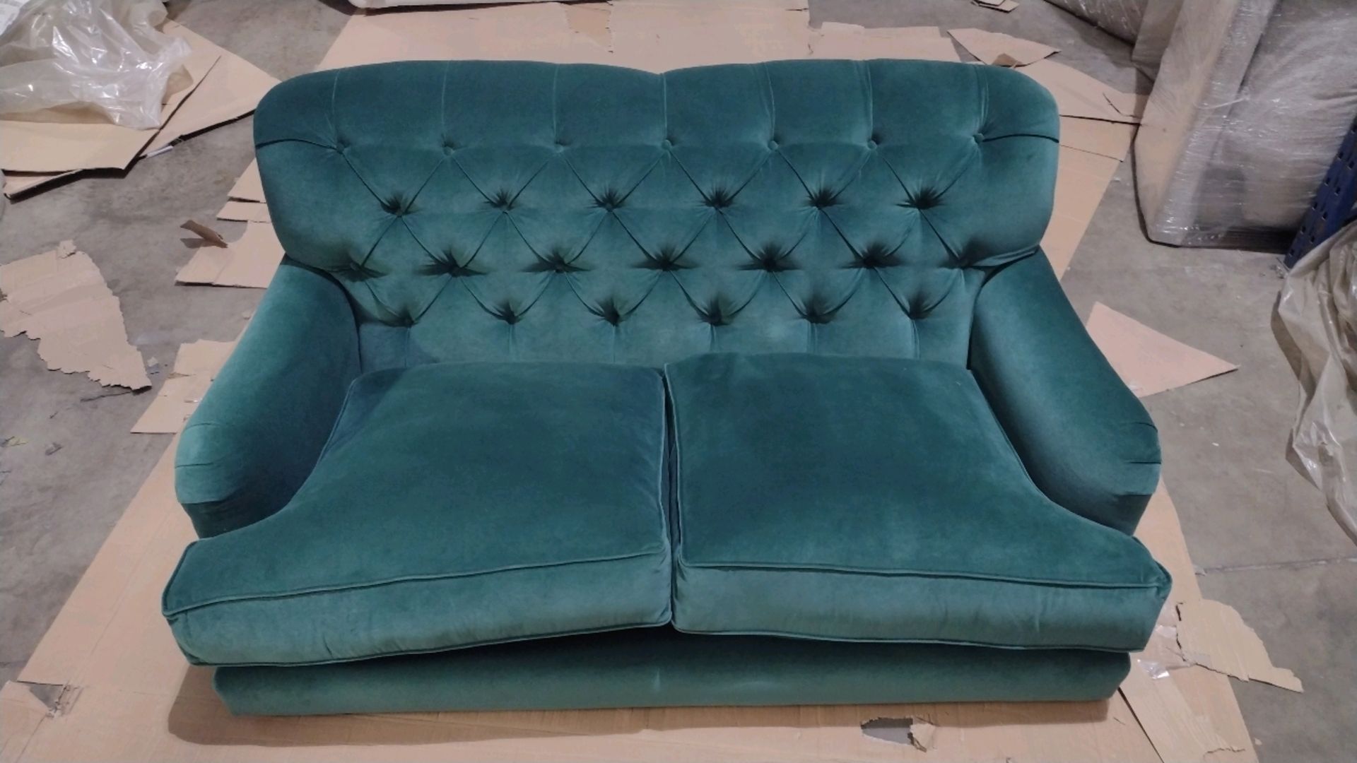 Snowdrop Button Back 2 Seat Sofa In Jade Smart Velvet RRP - £1890 - Image 5 of 9