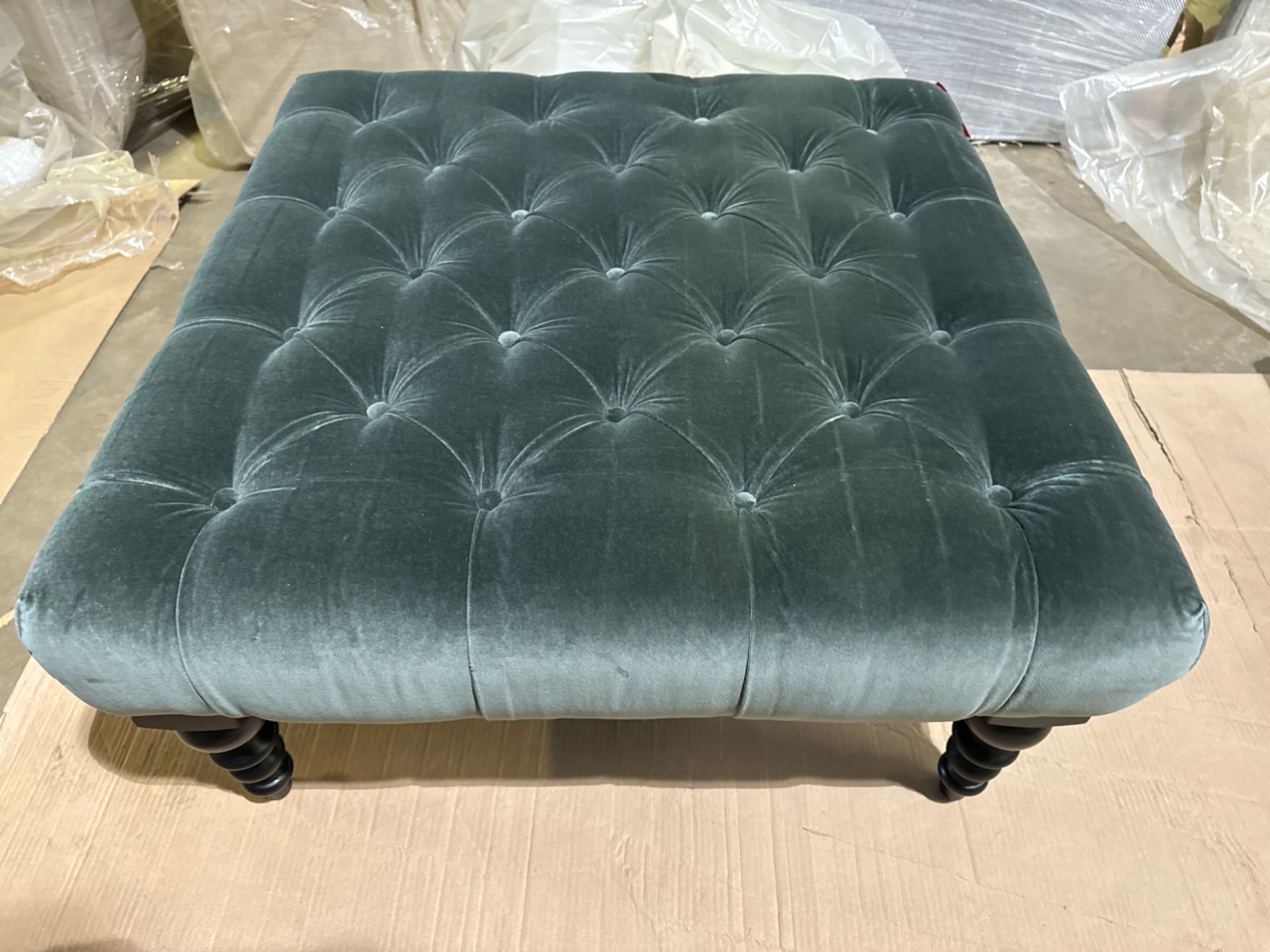 Valentin Medium Rectangle Footstool In Smokey Green Cashmere Velvet RRP - £840 - Image 3 of 5