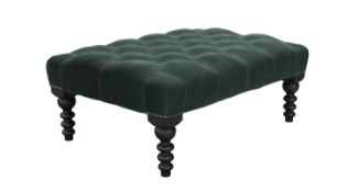 Valentin Medium Rectangle Footstool In Smokey Green Cashmere Velvet RRP - £840