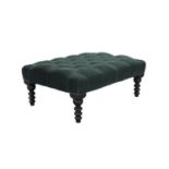 Valentin Medium Rectangle Footstool In Smokey Green Cashmere Velvet RRP - £840