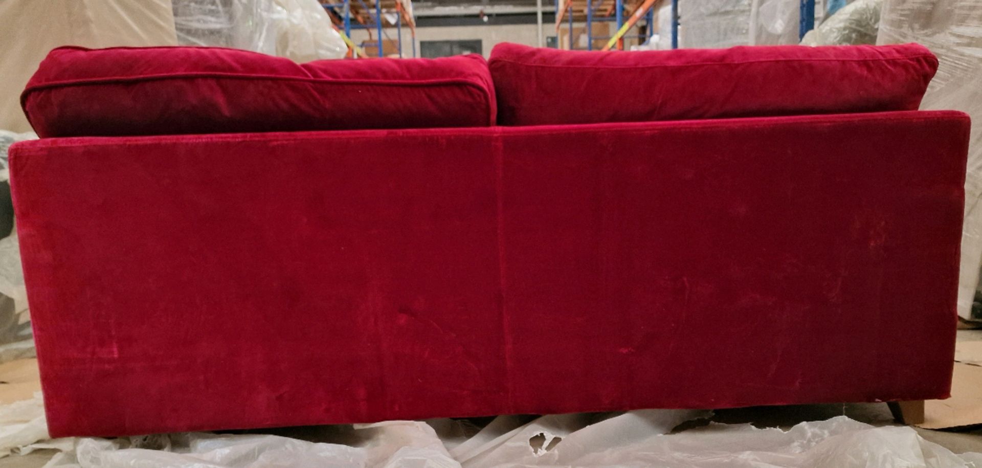Crushed velvet red 4 seater sofa bed - Image 3 of 5