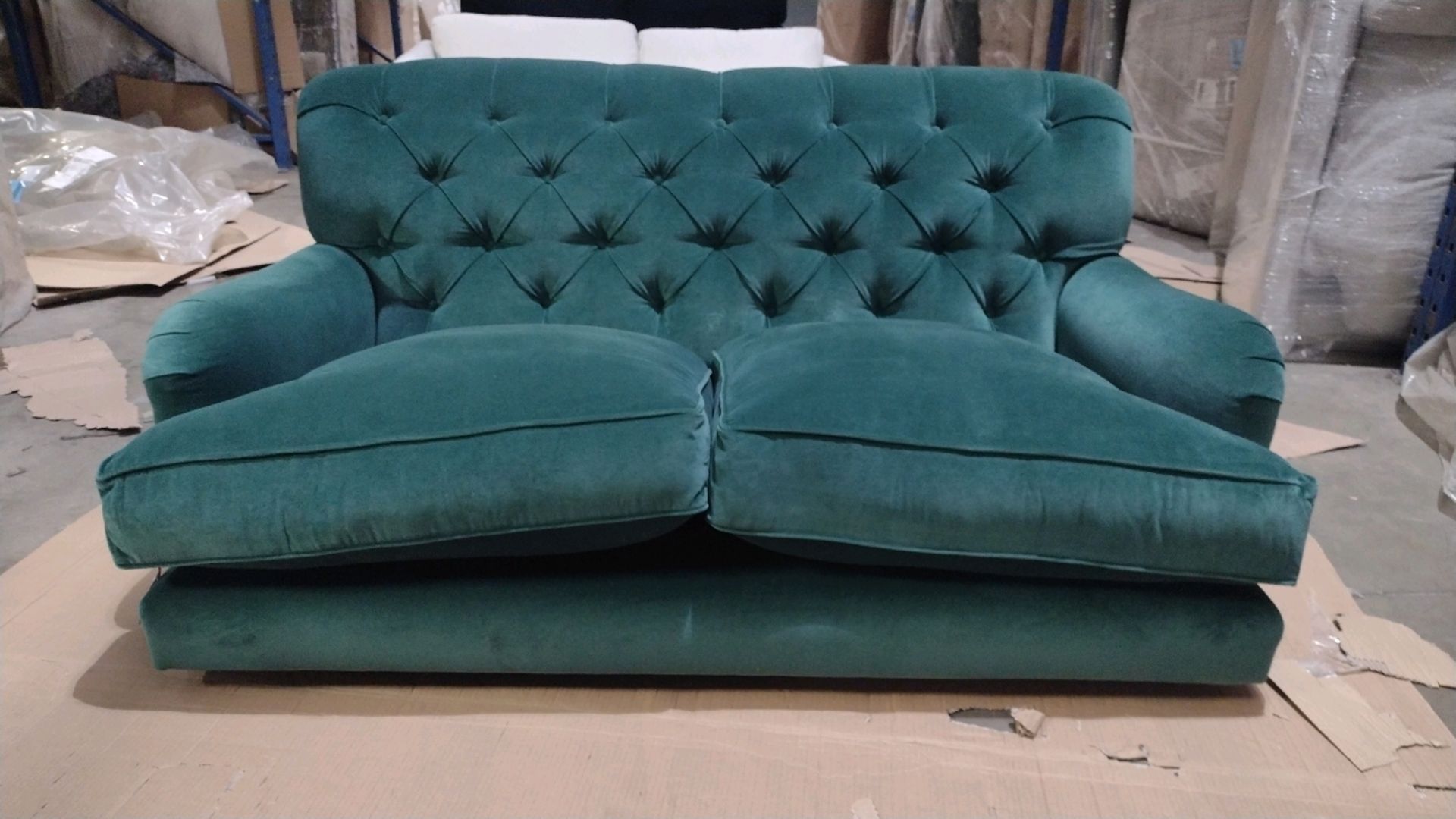 Snowdrop Button Back 2 Seat Sofa In Jade Smart Velvet RRP - £1890 - Image 2 of 9