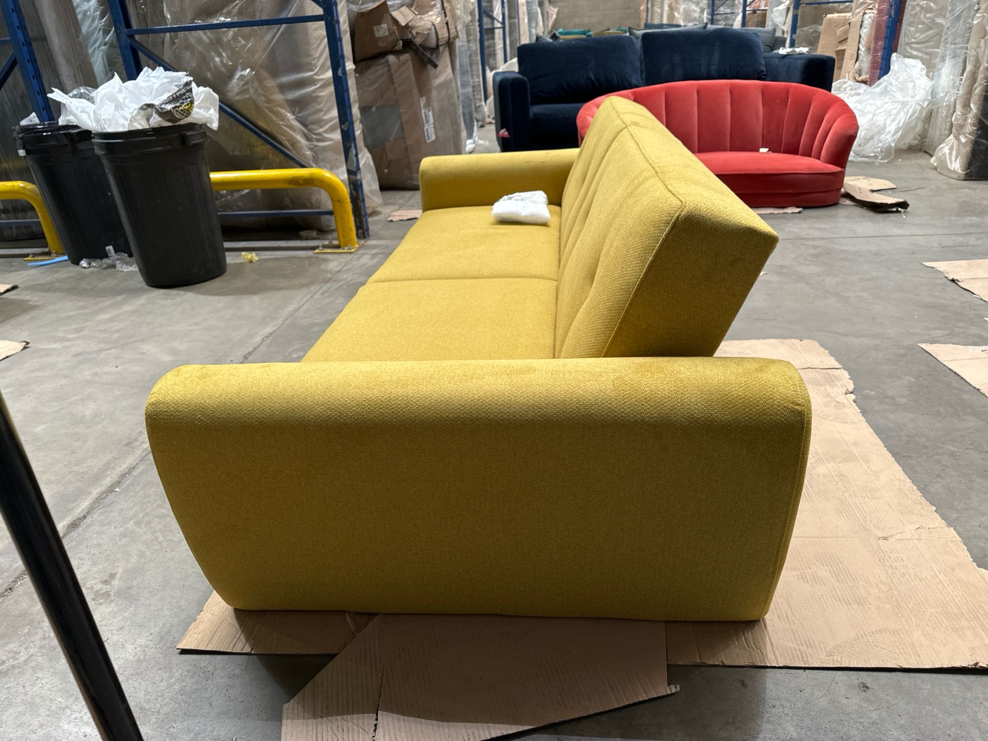 Jack 3 Seat Sofa In Soft Textured Yellow RRP - £1199 - Image 3 of 7