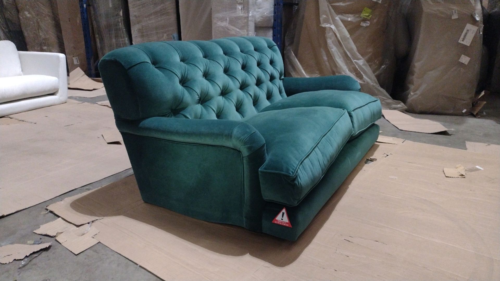 Snowdrop Button Back 2 Seat Sofa In Jade Smart Velvet RRP - £1890 - Image 4 of 9