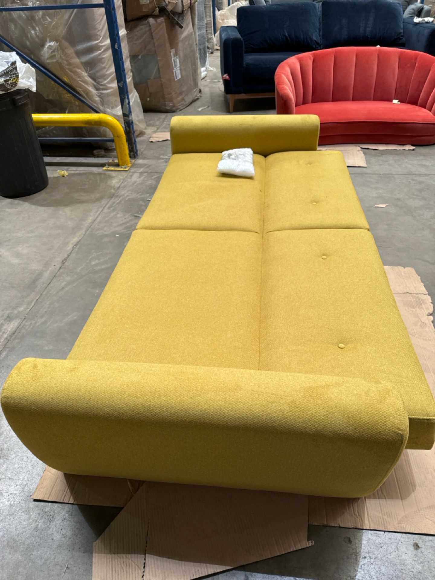 Jack 3 Seat Sofa In Soft Textured Yellow RRP - £1199 - Image 5 of 7