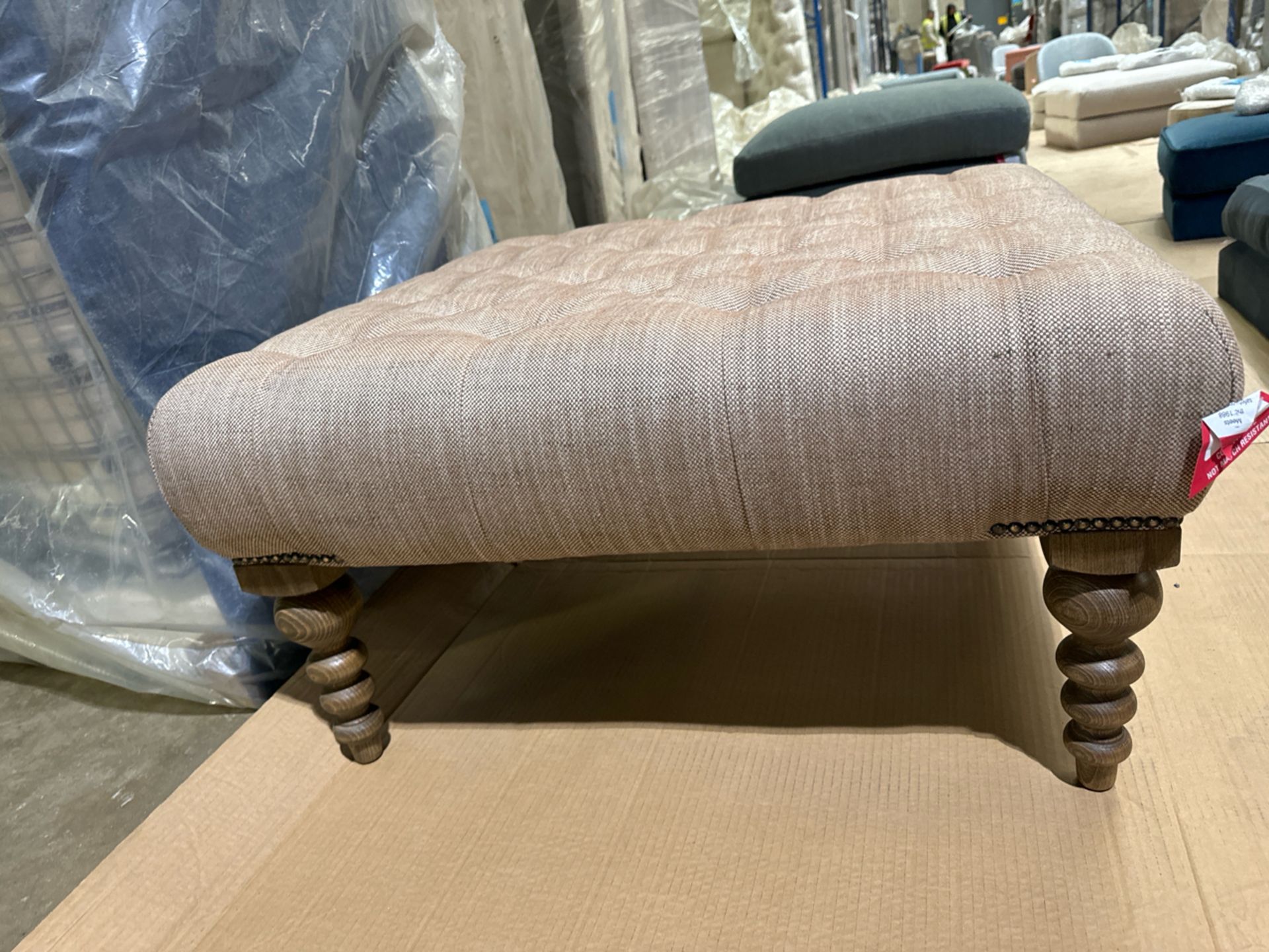 Valentin Medium Rectangle Footstool In Driftwood Baylee Multi-Tone Viscose Linen RRP - £610 - Image 4 of 6