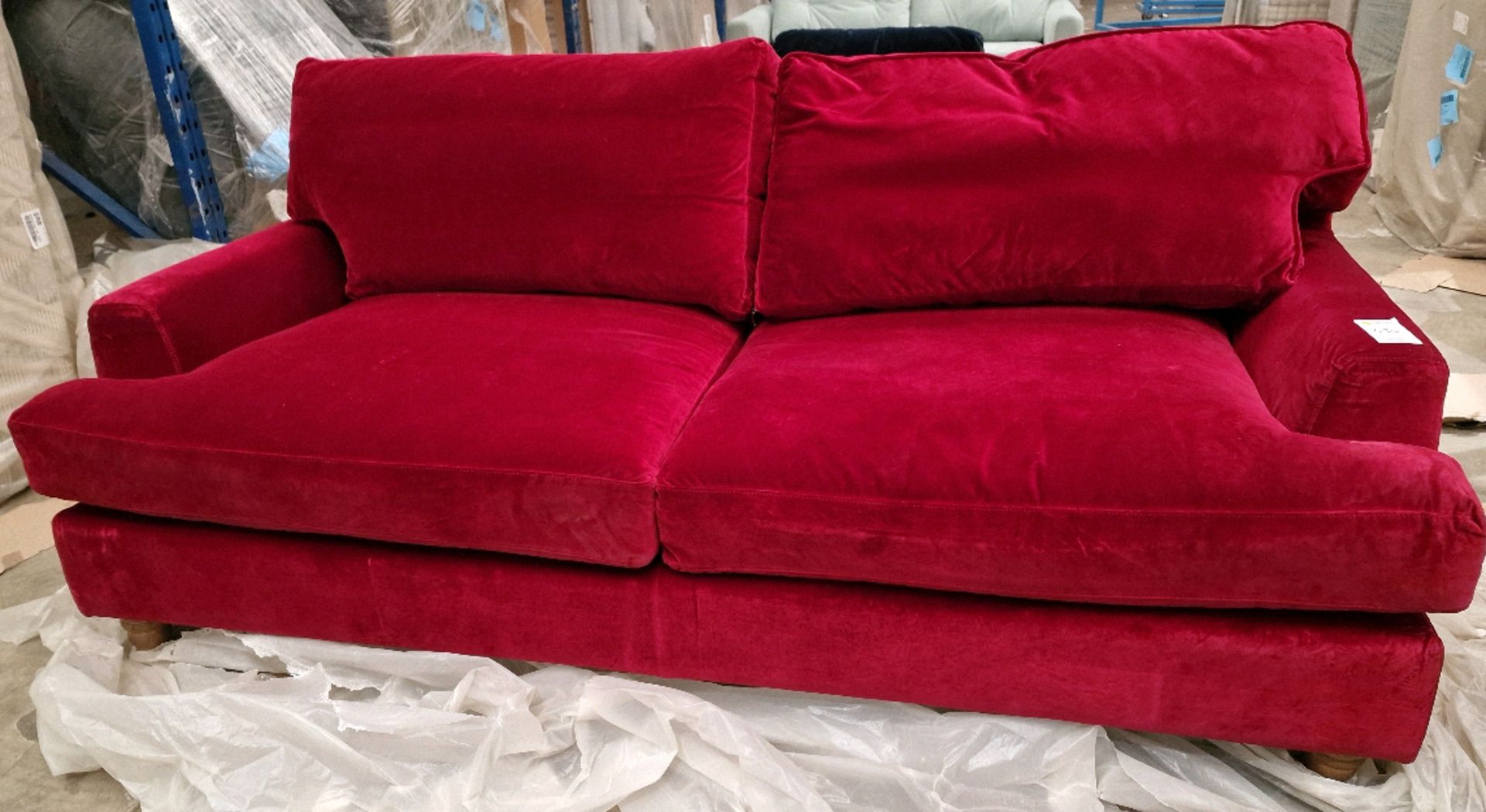 Crushed velvet red 4 seater sofa bed - Image 2 of 10