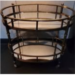 Tier Mirrored Serving Trolley Brass & Glass x2