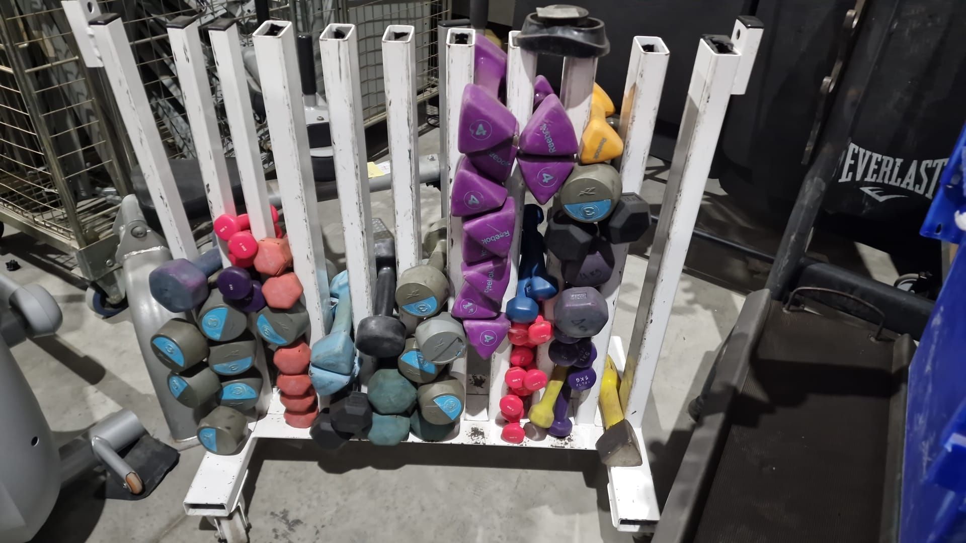 Studio Dumbell Rack With Assorted Dumbells