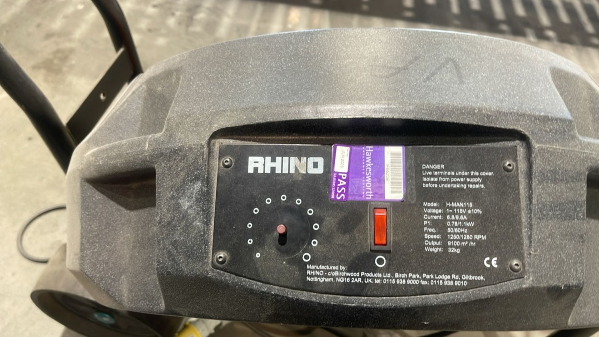 Rhino HMAN-115 Industrial Cooling Fan Crowd Fan Air Mover Drying Fan - Image 3 of 6
