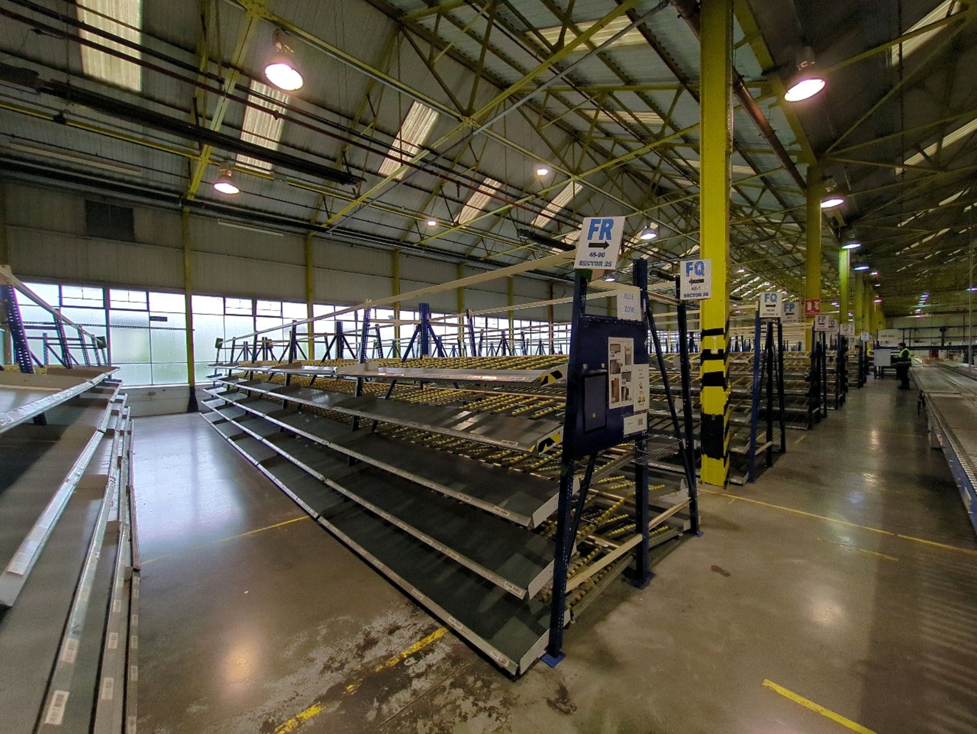 A Run Of 10 Bays Of Back To Back Kaiserkraft Roller Track With Cylindrical Rollers