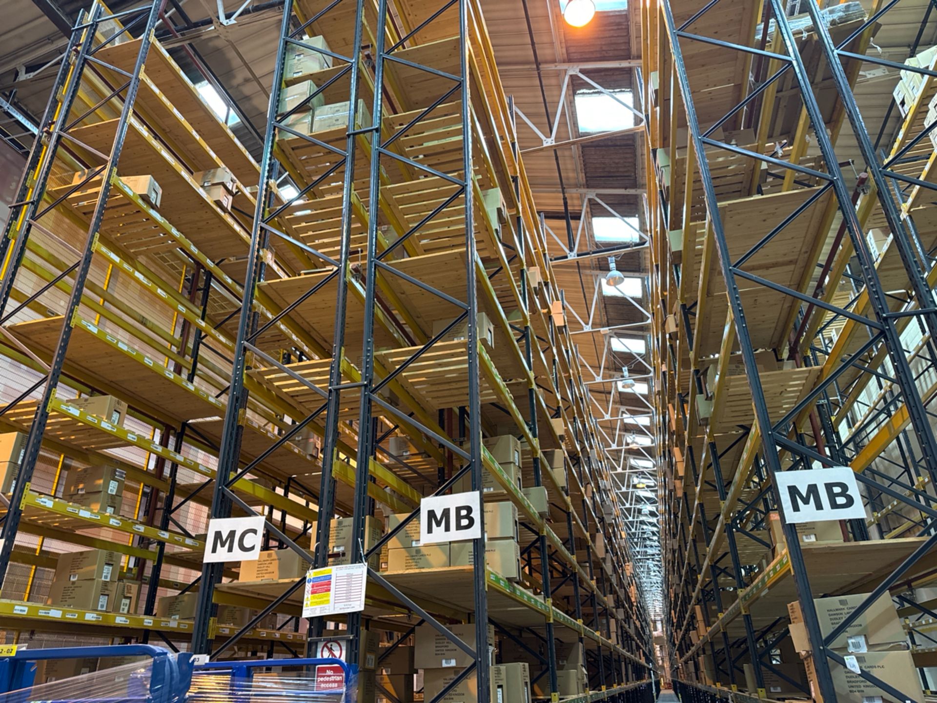 Run Of 36 Bays Of Back To Back Boltless Industrial Pallet Racking