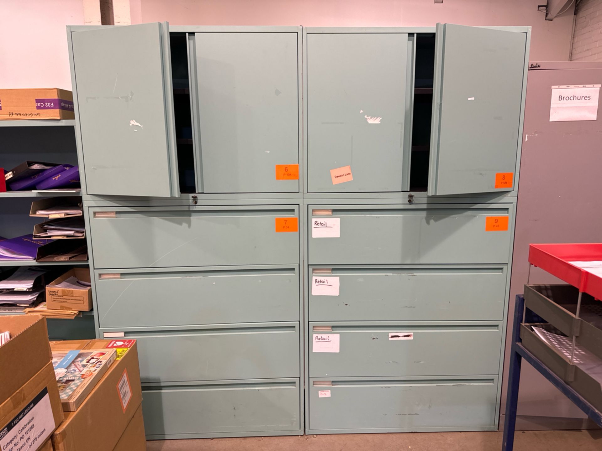 Light Blue Metal Storage Cabinet x2