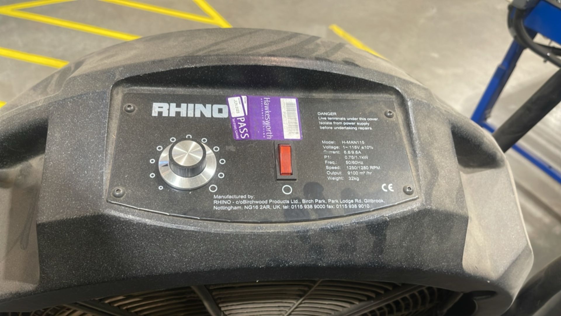 Rhino 115v H-MAN115 Industrial Cooling Fan Crowd Fan Air Mover Drying Fan - Image 5 of 9