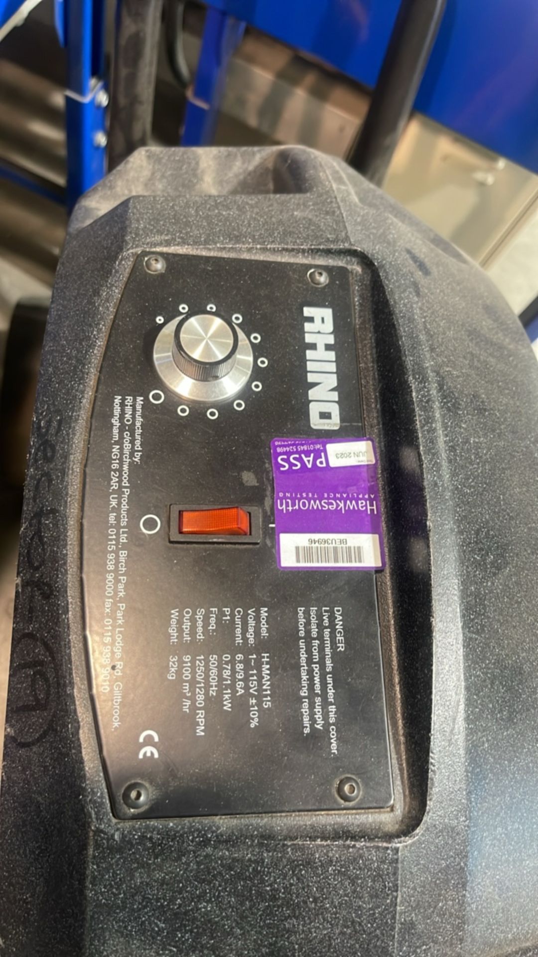 Rhino 115v H-MAN115 Industrial Cooling Fan Crowd Fan Air Mover Drying Fan - Image 5 of 7