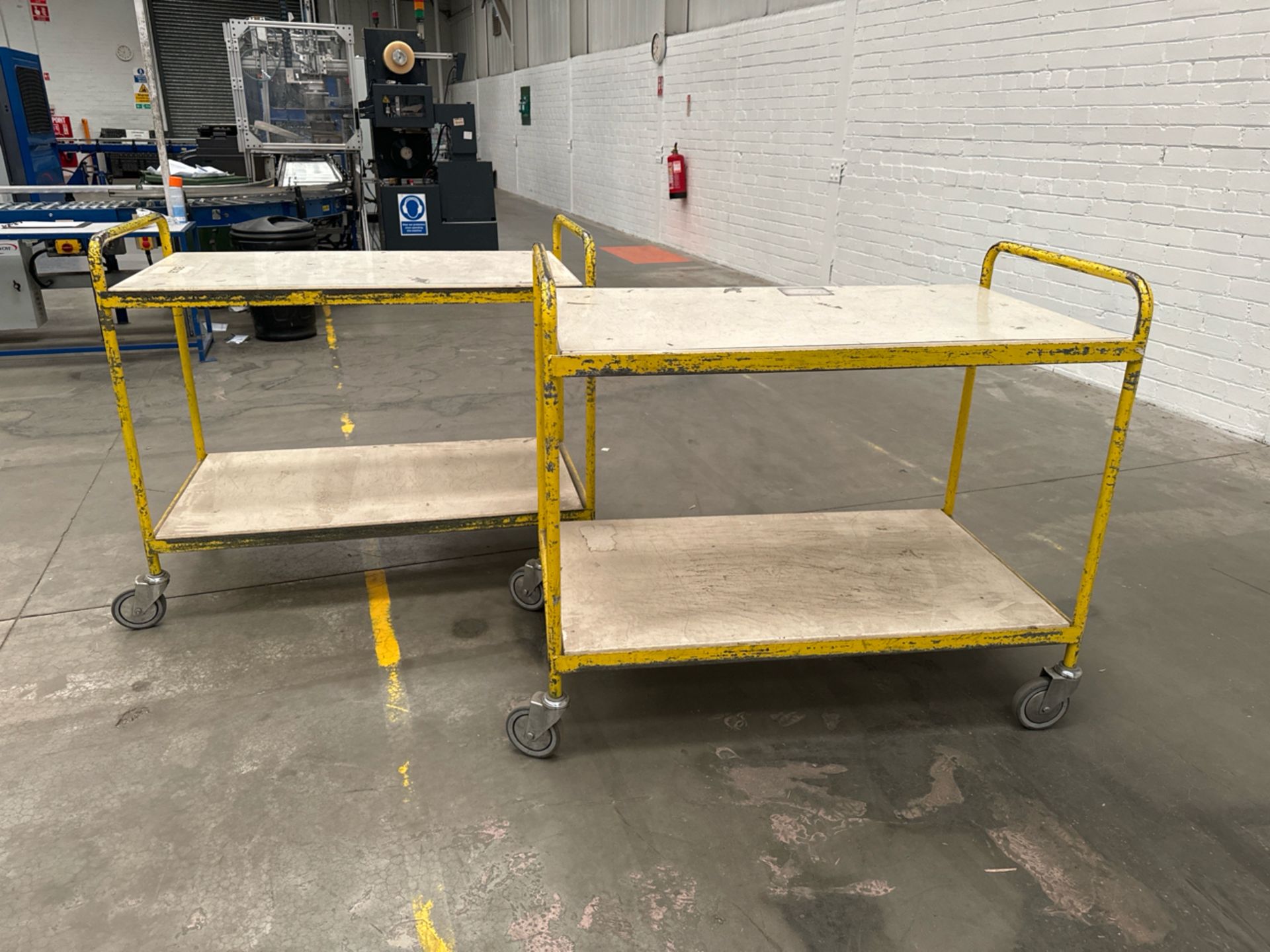 Yellow Metal 2 Tiered Trolley x2