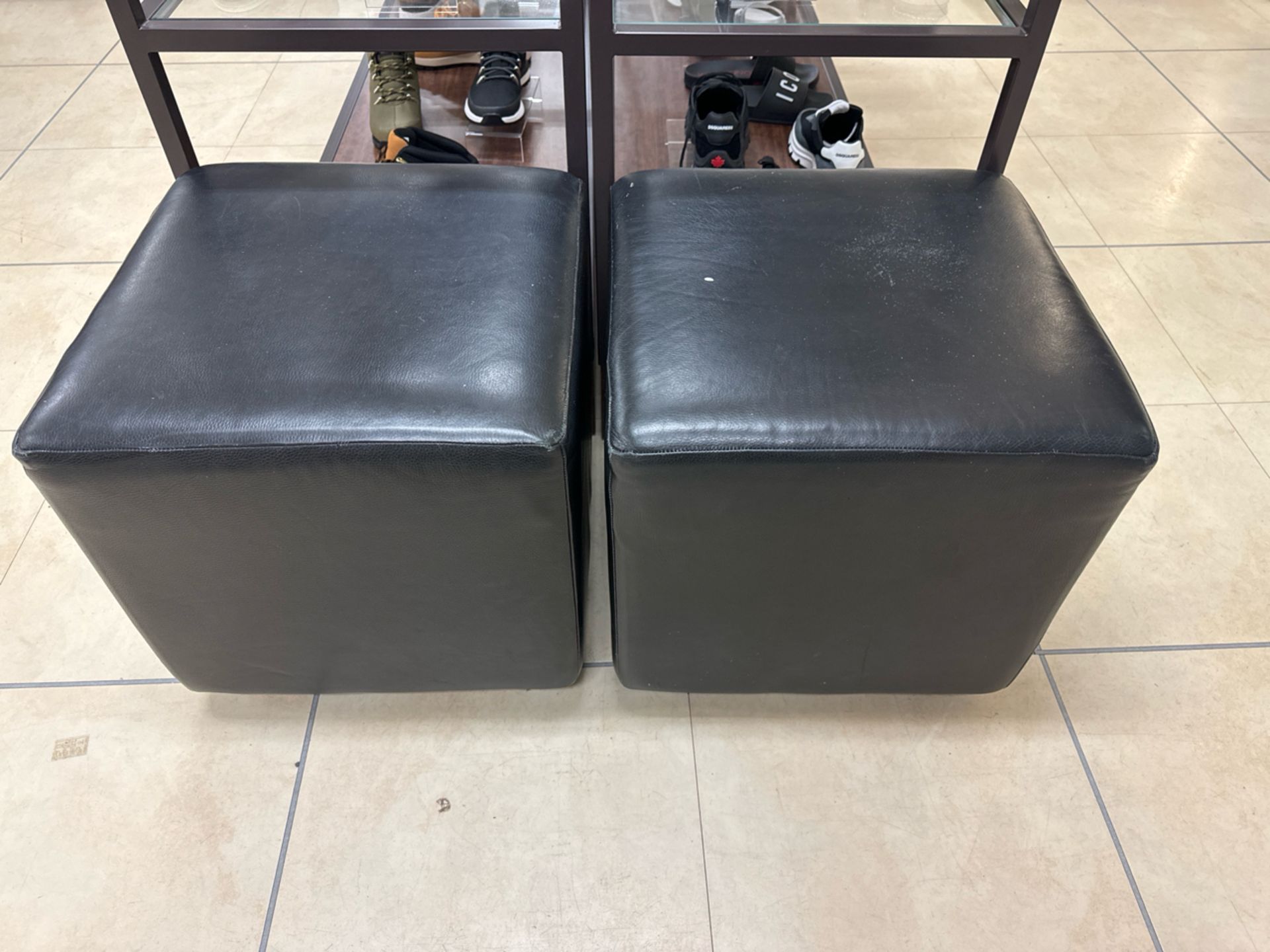 Black Faux Leather Stool x2