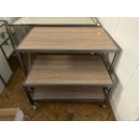 Mobile Wooden Nesting Tables x2