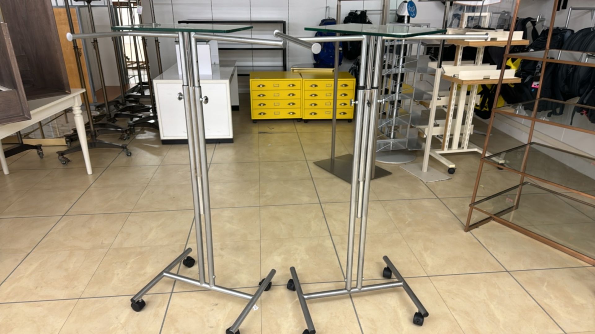 Mobile Glass Top Hanging Rails x2