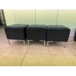 Black Faux Leather Foot Stools x3