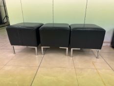 Black Faux Leather Foot Stools x3