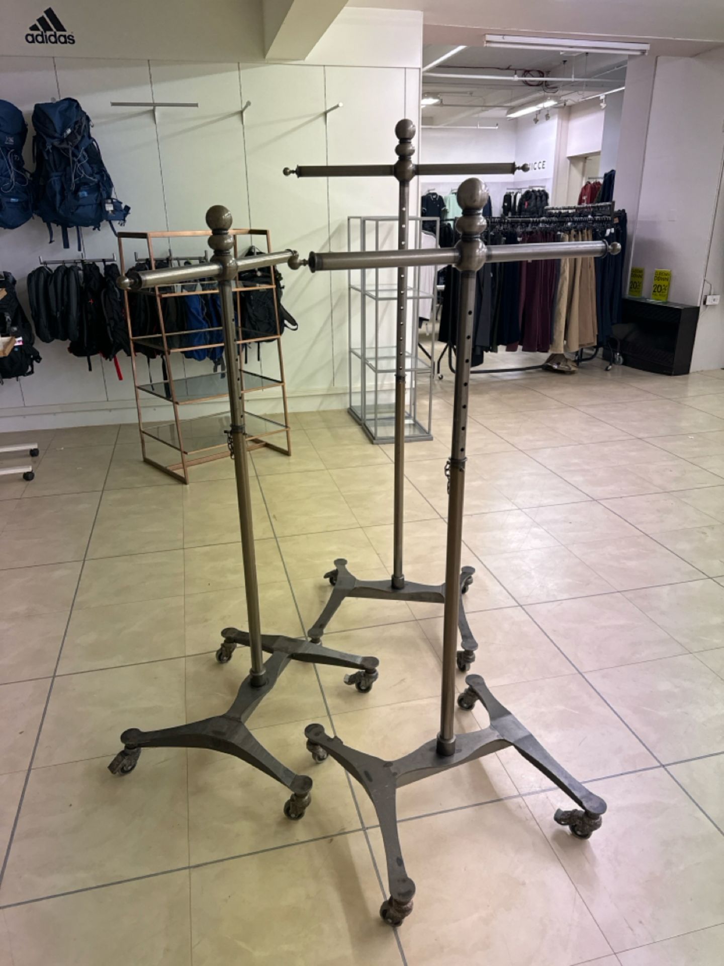 Metal T Shape Mobile Hanging Rails x3