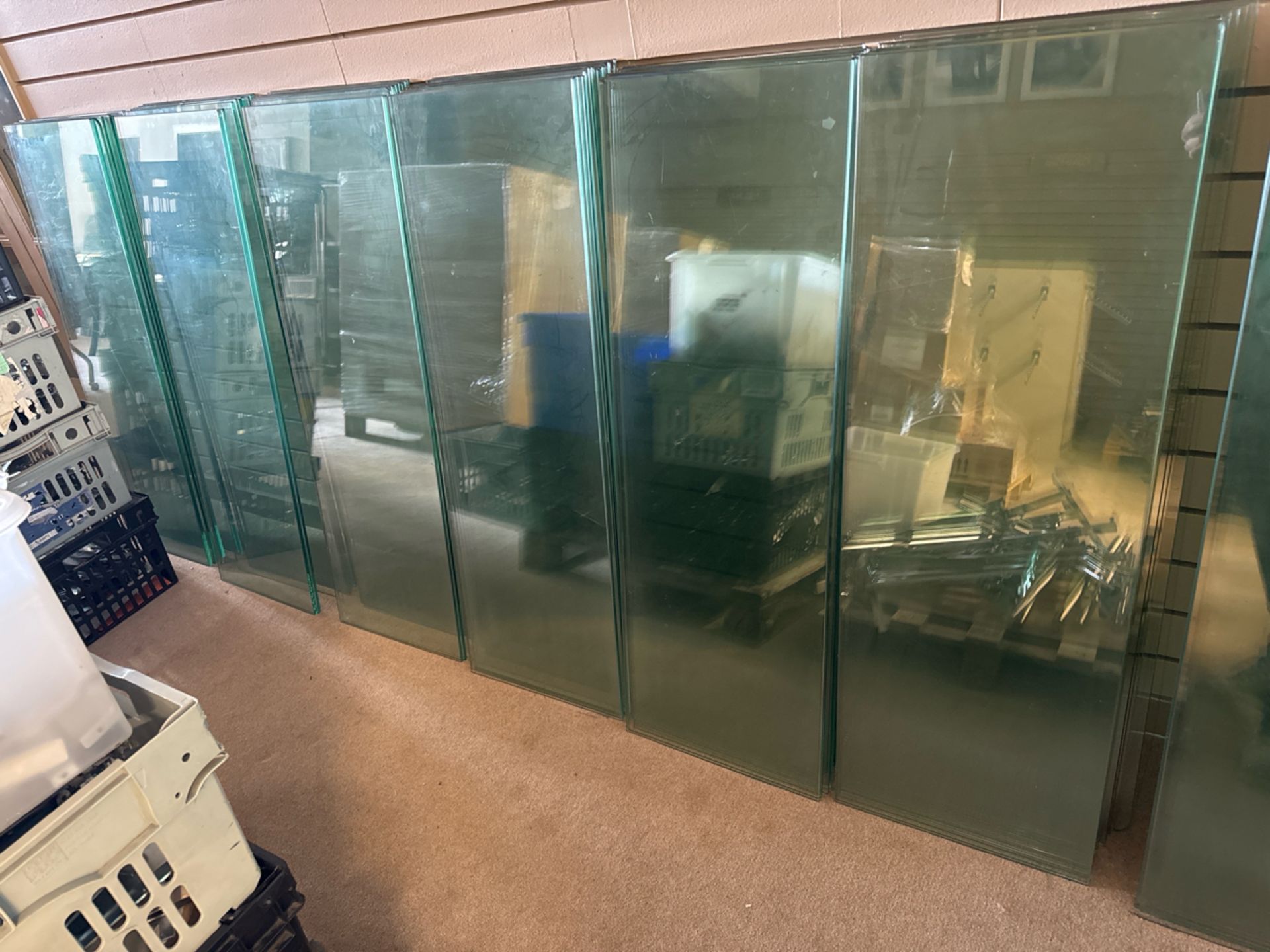 Quantity of Approximately 50 Glass Shelves