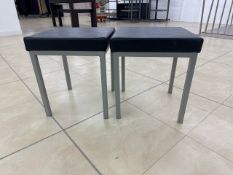Black Faux Leather Metal Framed Stool x2