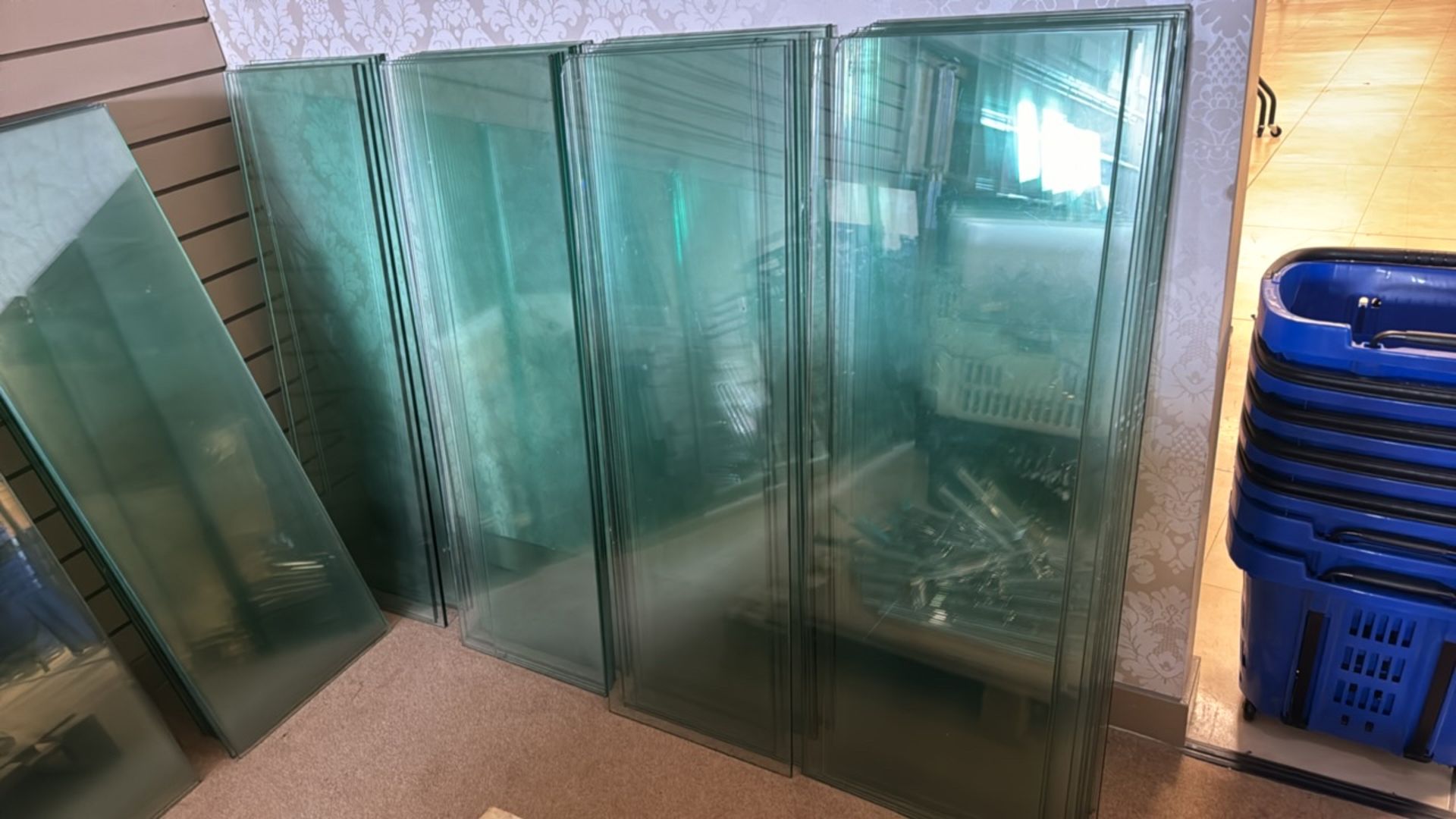 Quantity of Glass Shelves Approximately 50 Shelves