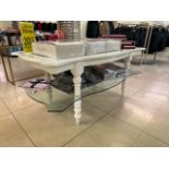 White Wood and Glass 2 Tiered Table