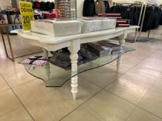 White Wood and Glass 2 Tiered Table