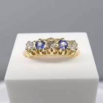 Antique Victorian sapphire and old-cut diamond rin